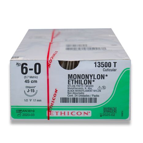 Fio de Sutura Mononylon 6-0 com Ag 17mm com 24 Un - Johnson & Johnson