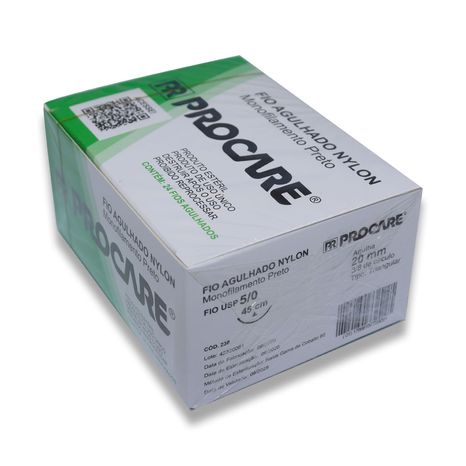 Fio de Sutura Nylon 5-0 Agulha 20mm - Procare