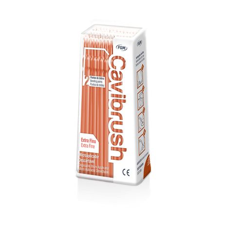Pincel Microaplicador Cavibrush Extra Fino Laranja com 100 - Fgm