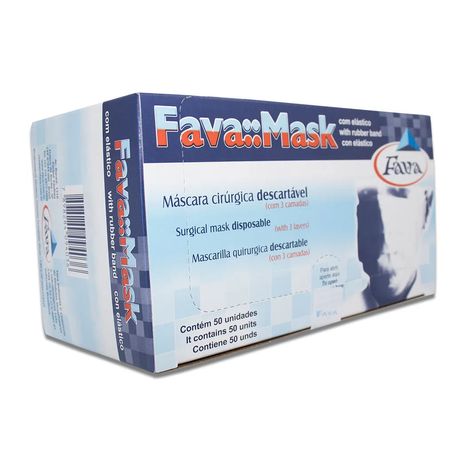 Mascara Cirúrgica com Elástico Azul Com 50 - Fava