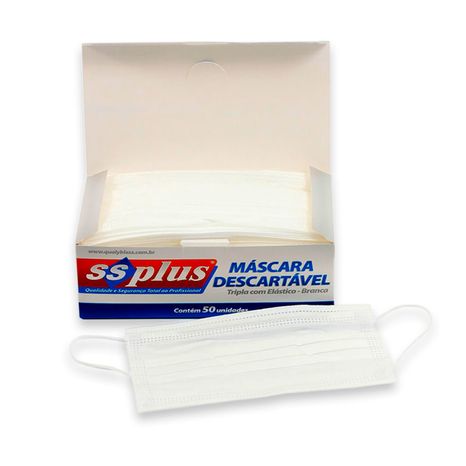 Máscara Tripla Branca com 50 - Ss Plus