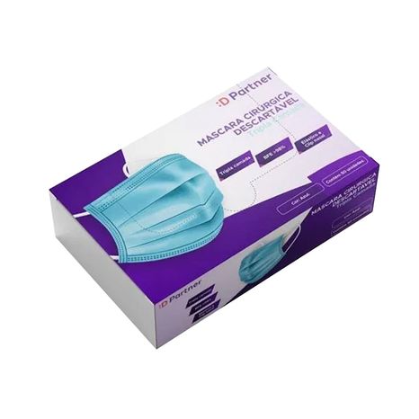 Máscara Descartável Azul com 50un - Dental Partner