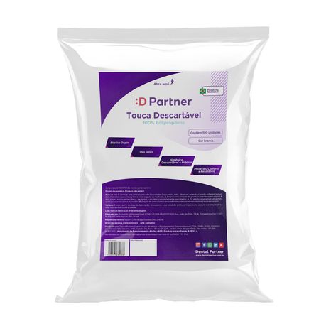 Touca Descartável Sanfonada Branca - Denta Partner