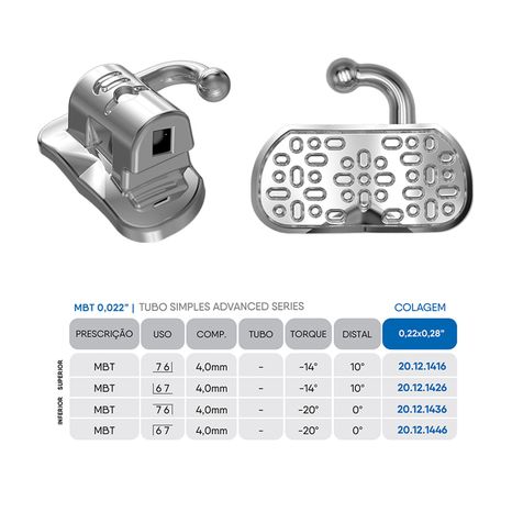 20.12.2146 Tubos Advanced Mbt 0,022 Kit com 200 Colagem Simples - Orthometric