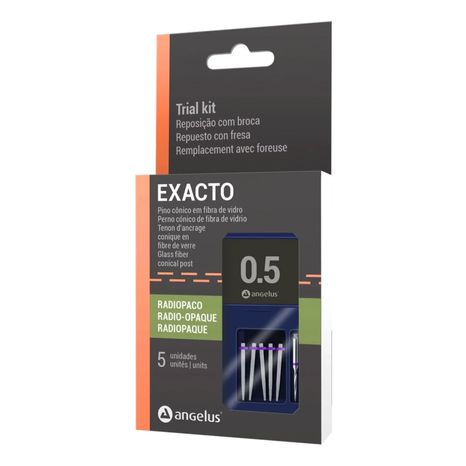 Pino de Fibra de Vidro Exacto N° 0,5 com 5 + Broca - Angelus
