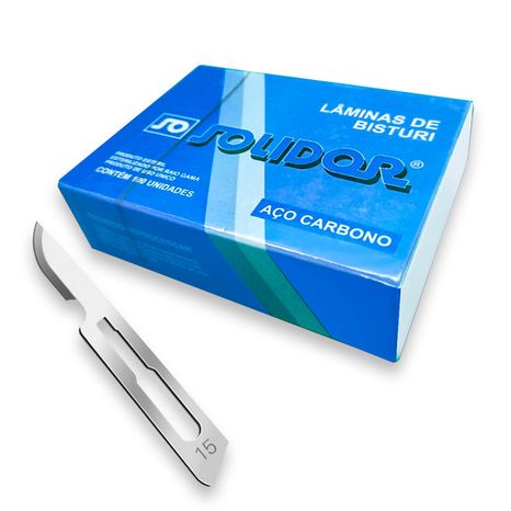 Lâmina de Bisturi Solidor N°15 Aço Carbono Caixa Com 100 - Labor Import