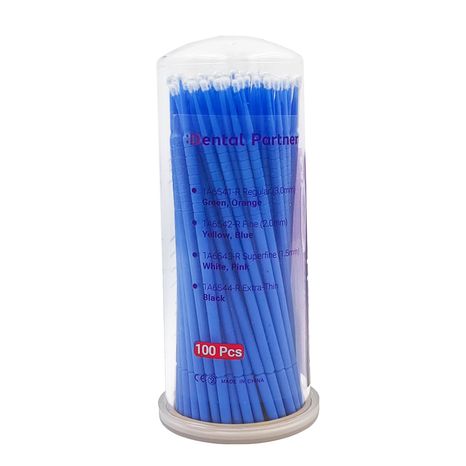 Pincel Microaplicador Fino 2,0mm Azul com 100 - Dental Partner